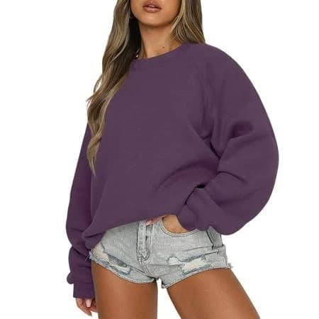 kaltagled Oversized Pullover Sweatshirt for Women Fleece Crewneck Long Sleeve Thumb Fall Winter