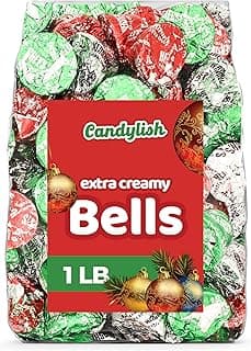 Extra Creamy Milk Chocolate Bells – Festive Christmas Colors (Red, Green, Silver) – 1 lb Bag – Holiday Candy for Stocking Stuffers, Gifts, Baking, and Party Favors