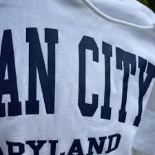 Champion REVERSE WEAVE Ocean City Maryland Hoodie L White Sweatshirt Soft MD | eBay