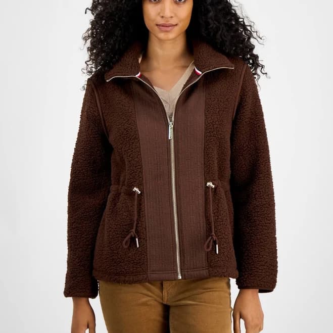 Tommy Hilfiger Women's Sherpa Zip-Front Long-Sleeve Jacket