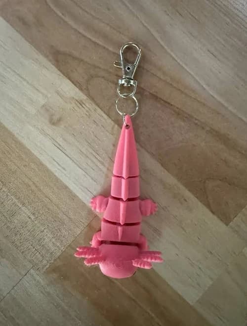 Articulated Axolotl Sensory Fidget You Keychain 3d Pla Printed In Pink