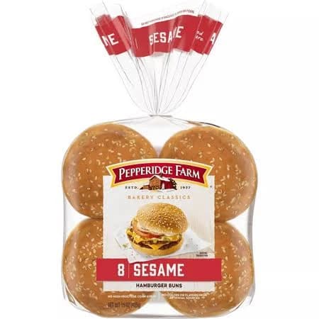 Pepperidge Farm Sesame Topped Hamburger Buns, (Pack of 4), Size: One size