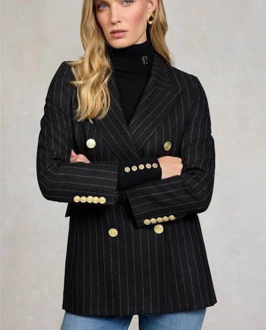 Holland Cooper Women's Kensington Double Breasted Pinstripe Blazer