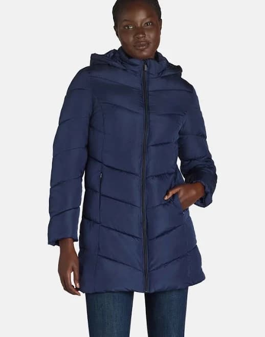 Big Chill Women's and Women's Plus Chevron Quilted Puffer Jacket with Hood