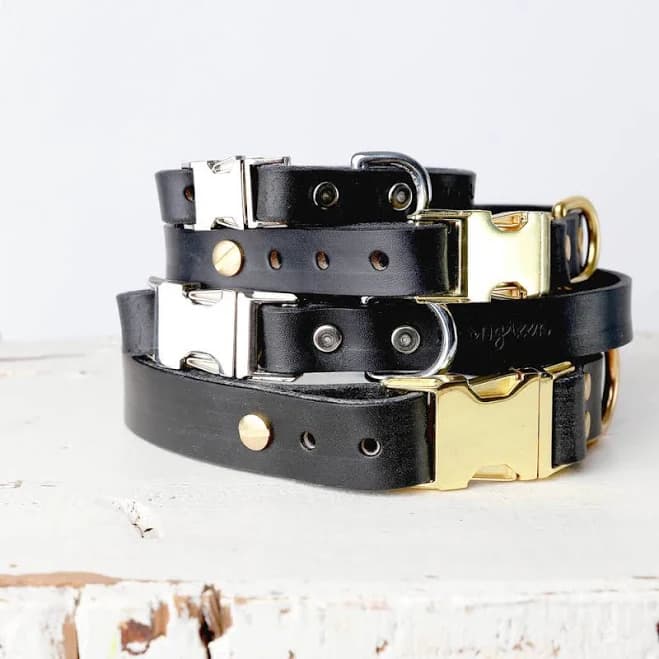 Black Leather Dog Collar