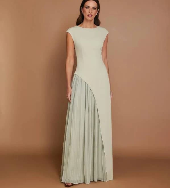 Six Stories Women's Pleated Cap Sleeve Maxi Dress