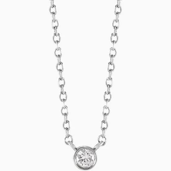 Mini Diamond Solitaire Necklace 14kt Gold