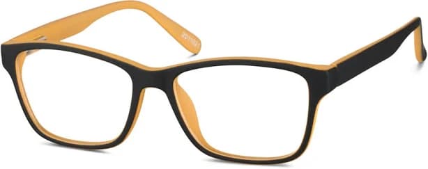 Zenni Boys Square Glasses Black/yellow Plastic Full Rim Frame, Spring Hinges, Blokz Blue Light Glasses, 2011021