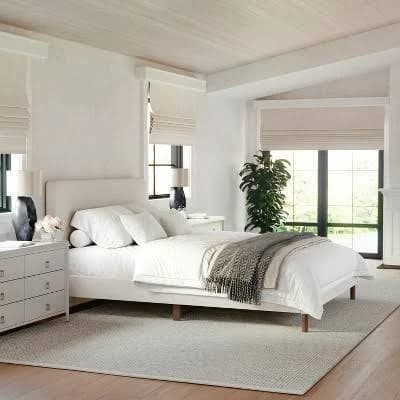 Martha Stewart Britta Upholstered Platform Bed with Rounded Headboard