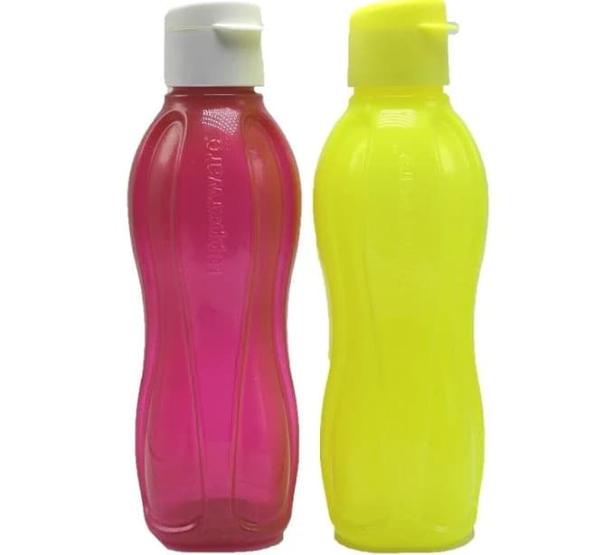 Tupperware Eco Water Bottle 25 Oz Pink Sparkle Neon Yellow Set Of 2