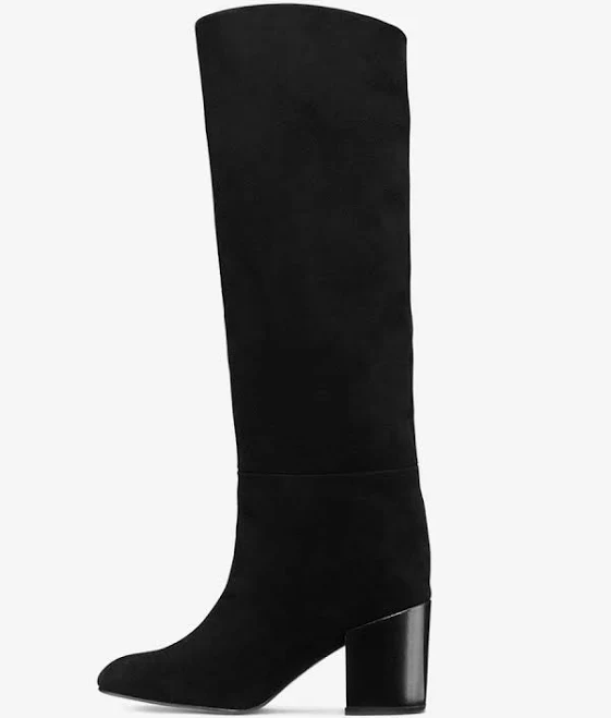 Knee High Pointed Toe Block Heel Boots