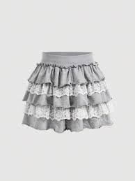 SHEIN MOD Summer Casual Knitted Shorts With Ruffle Trim And Lace Patchwork | SHEIN USA