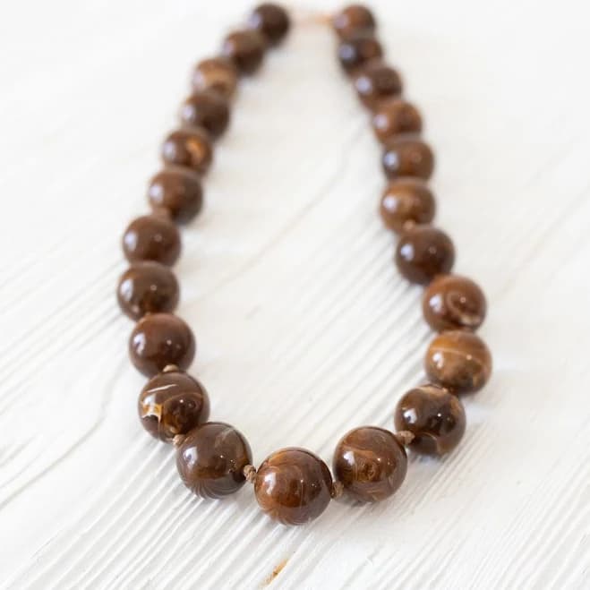 Brown Resin Large Round Bead Necklace
