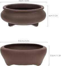 Amazon.com : Bonsai Planter 2 pc 3.7" + 3.9" Unglazed Round Ceramic Succulent Pots Set : Patio, Lawn & Garden