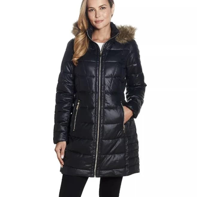 Women's Gallery Faux-fur Hood Puffer Coat