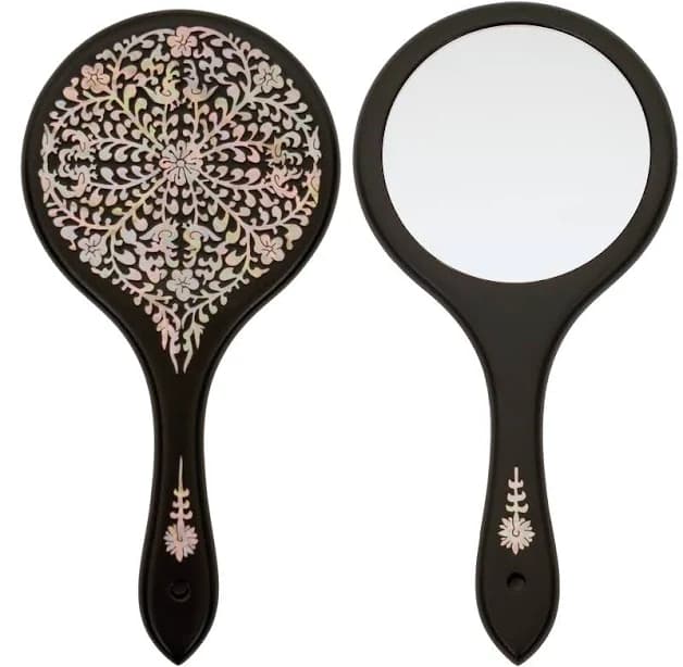 February Mountain Mother of Pearl Hand Mirror