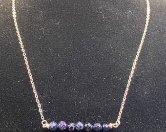Blue Goldstone Beaded Bar Gemstone Necklace - Etsy