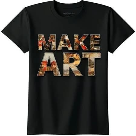 JUNFPRINTEE Colorful Collage Art Graphic T-Shirt
