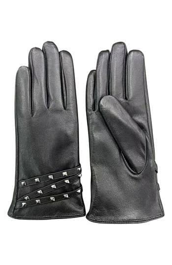 Marcus Adler Amazingly Soft Black Leather Criss Cross Trim Glove