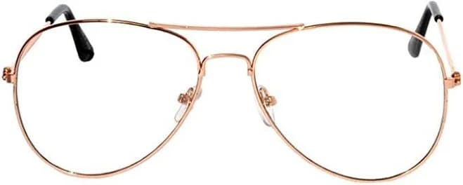 Gold Metal Frame Aviator Style Clear Lens Sunglasses Men Women Uvb Uva