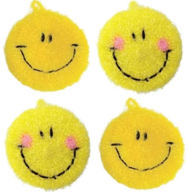 4 Count Fun Smile Face Dish Scrubbers