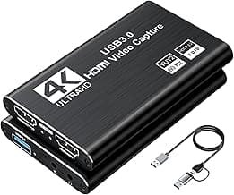XIIXMASK Video Capture Card, Audio Video Capture Card, USB 3.0 Capture Card 4K HDMI Loop-Out, 1080P 60FPS/2K 30FPS Video Game Capture for Streaming Works for PS5/Switch/Camera/PC/OBS(Black)