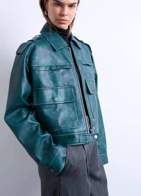 Topshop Faux Leather Zip Jacket