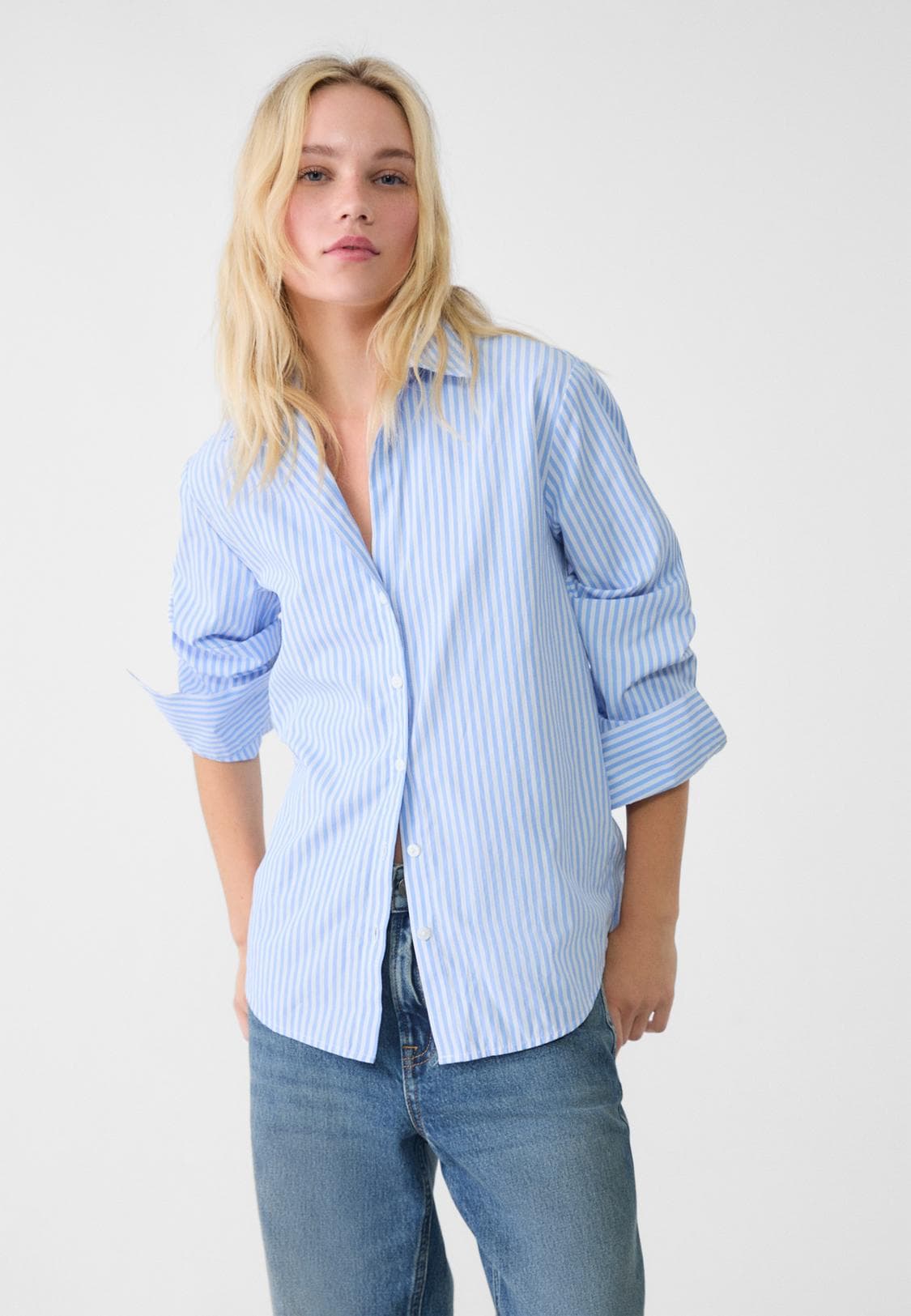 Striped poplin shirt - Women's fashion | Stradivarius United States