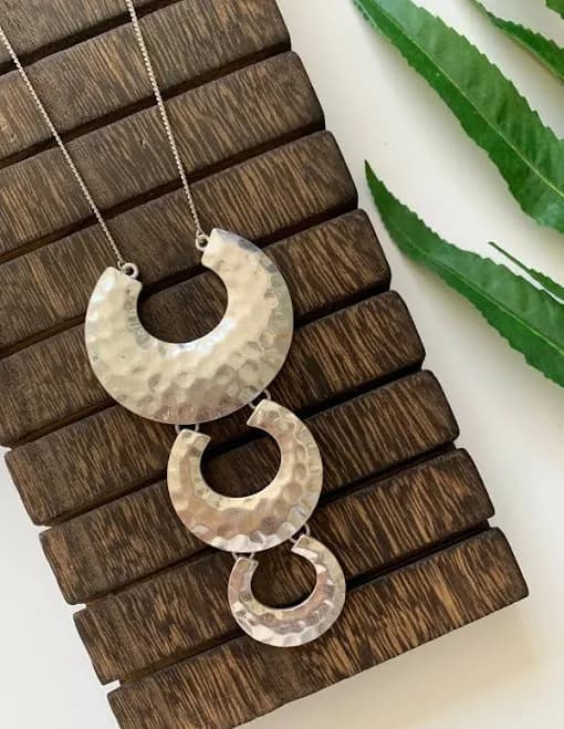Hammered Crescent Trio Necklace