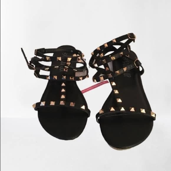 Gladiator Sandals with Gold Studs (3 Strap)