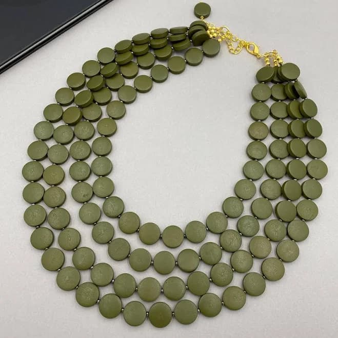 Chunky Beaded Wood Beaded Necklace