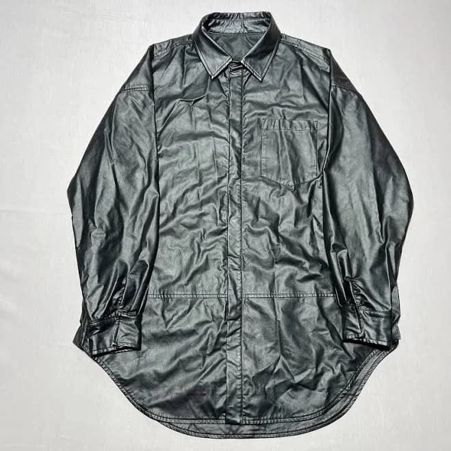 Juun.j Men's Oversized Faux Leather Shirt Jacket