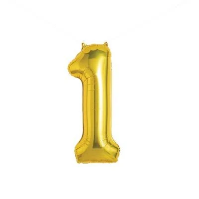 34" Number 1 Foil Balloon - Spritz : Gold Birthday Decoration, Solid Pattern, All Ages