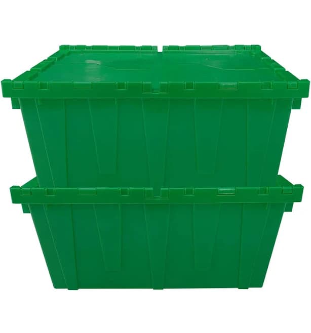 Ubmove Storage and Packing Plastic Tote Crate Attached Lid Flip Top