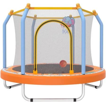 Mini Trampoline with Basketball Hoop