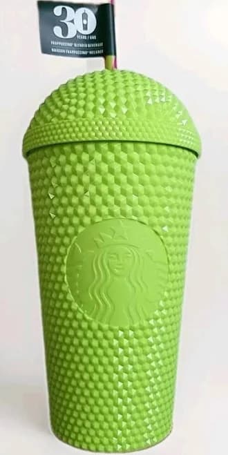 Starbucks Summer 2025 30 Years Frappuccino Studded Green Dome Lid Cold Cup 16 Oz1