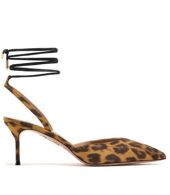 Aquazzura Women's Leopard Print Pointed Toe Pumps - Metallic - 7.5