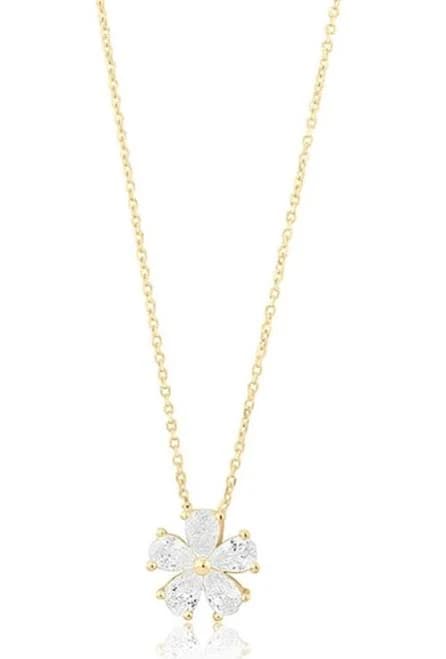 SHYMI Women's .925 Sterling Silver Cubic Zirconia Flower Pendant Necklace