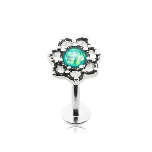 Rebel Bod 16G Lotus Opal Sparkle Filigree Top Labret
