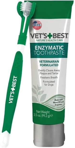 Vet’s Best Enzymatic Dog Toothpaste | Teeth Cleaning and Fresh Breath Dental Kit | Vet Formulated