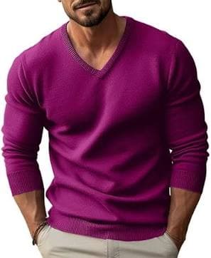 Men's V-Neck Long Sleeve Slim Fit Sweater