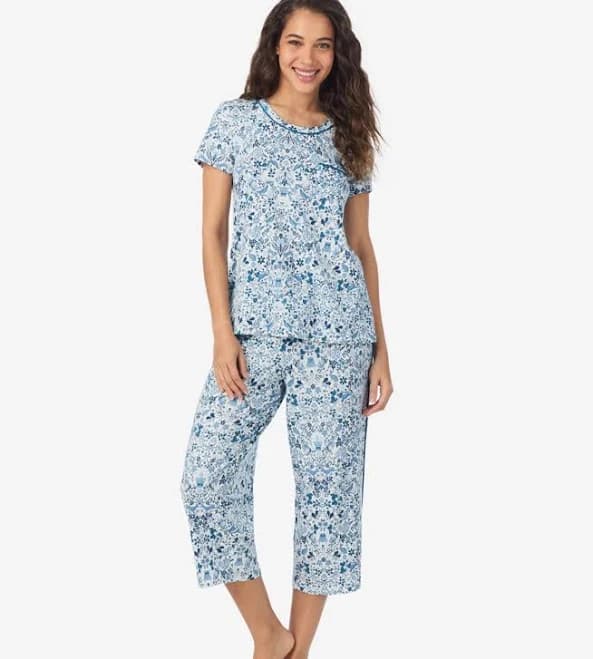 cuddl duds Women's Short Sleeve Cropped Pajama Set