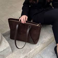 Suede Leather Shoulder Bag: Chocolate Brown Suede Handbags - Zip Closure, Soft Lined - Etsy UK