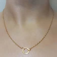 Dainty Gold Circle Pendant Minimalist Necklace