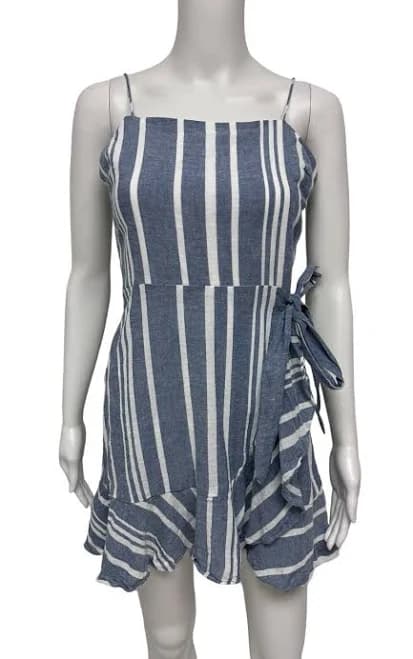 Express Women's Sleeveless Strappy Blue And White Striped Mini Dress