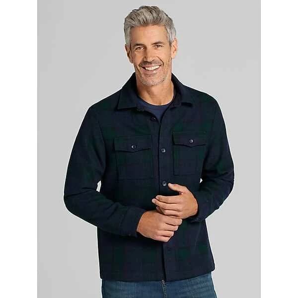 Joseph Abboud Men's Plaid Flannel Overshirt , Navy/Green / Blue - Size: Small