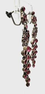 Antique Belle Époque Dangle Earring Grape Silver Pink Paste For Sale at 1stDibs