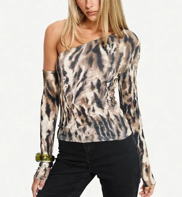 Princess Polly Evelene One Shoulder Long Sleeve Top