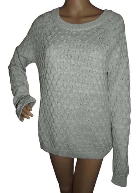 Old Navy Large Gray Honeycomb Knit Sweater Textured Crew Neck