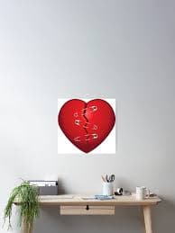 Broken Heart with Safety Pins" Poster for Sale by designdog | Redbubble
